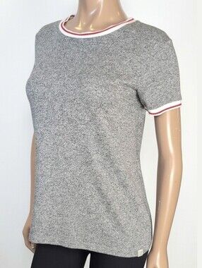 Roots Cabin Grey Ringer Tshirt Salt & Pepper Grey Knit Top Womens Size XS